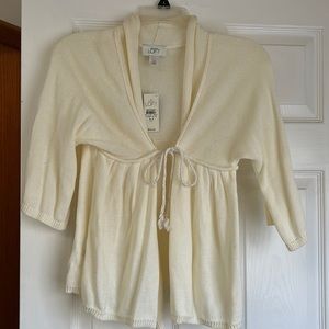 Ann Taylor Loft Cream Colored Tie Sweater